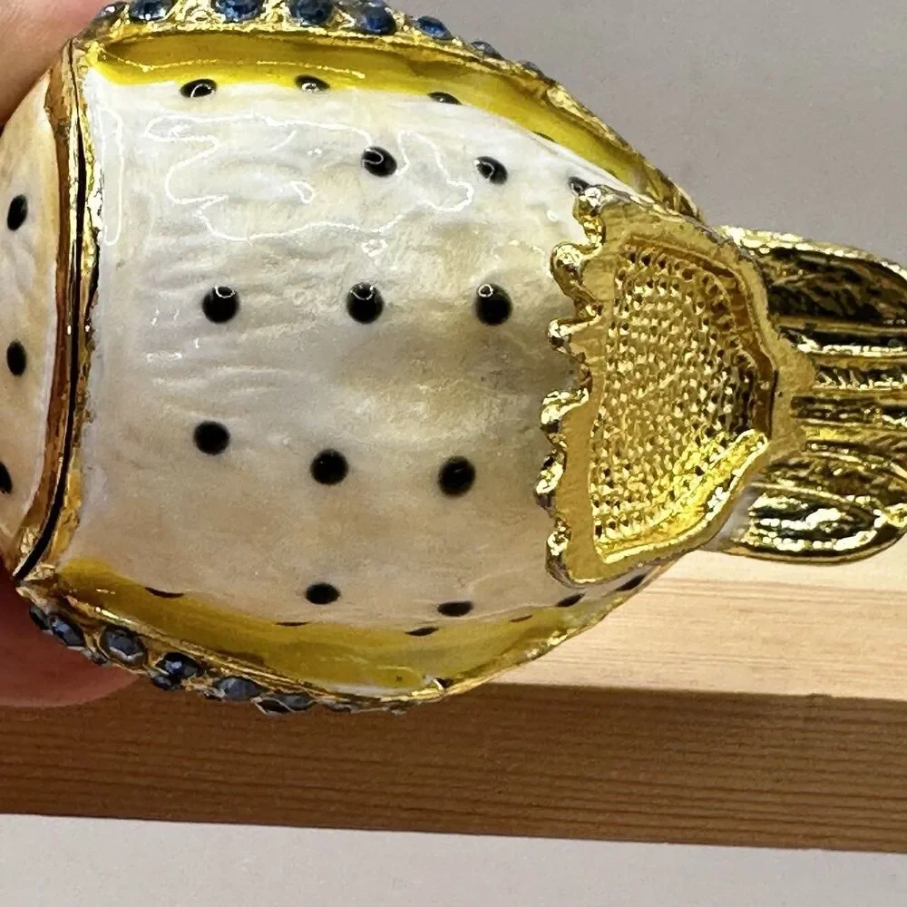 Charming Owl Jeweled Enameled Trinket Box Rhinestone Magnetic Closure Gold-Tone